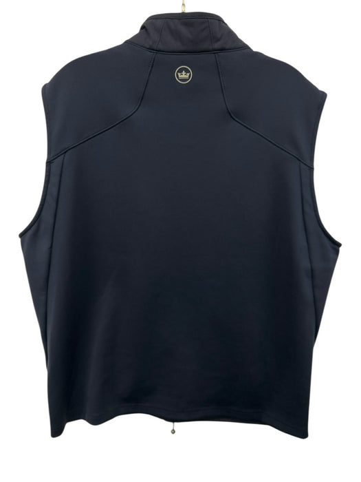 Peter Millar Size L Navy Blue Synthetic Solid Zip UP Vest Men's Jacket Navy Blue / L