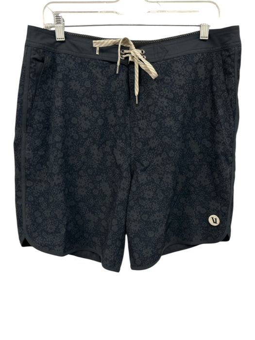 Vuori Size 33 Gray & Navy Print Synthetic Floral Athletic Waist Tie Men's Shorts Gray & Navy Print / 33