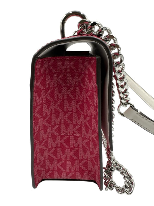Michael Kors Berry Pink & White Leather Monogram SHW Chain Crossbody Bag Berry Pink & White / S
