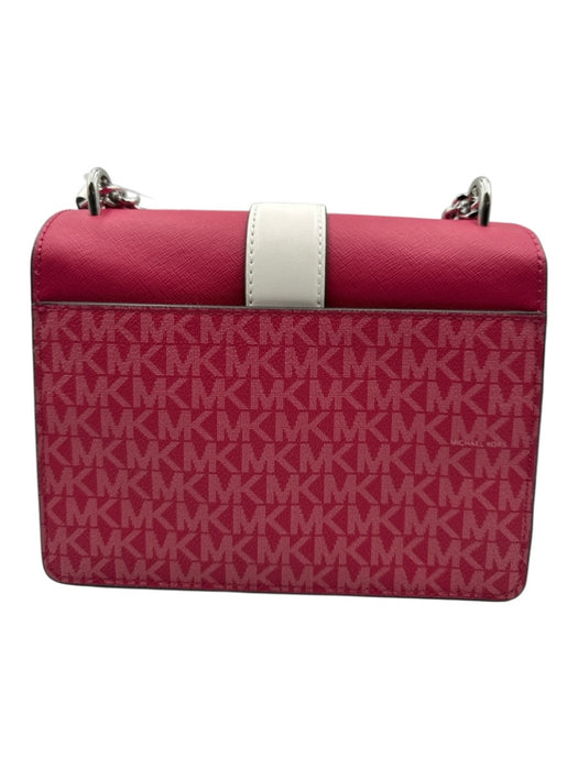 Michael Kors Berry Pink & White Leather Monogram SHW Chain Crossbody Bag Berry Pink & White / S