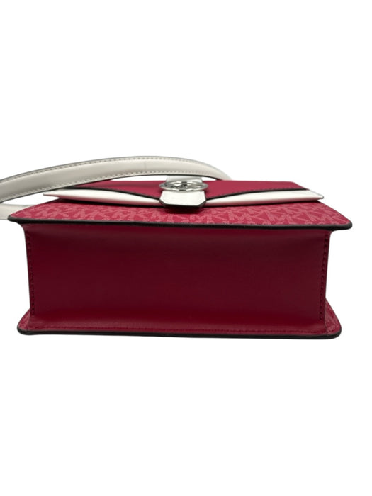 Michael Kors Berry Pink & White Leather Monogram SHW Chain Crossbody Bag Berry Pink & White / S