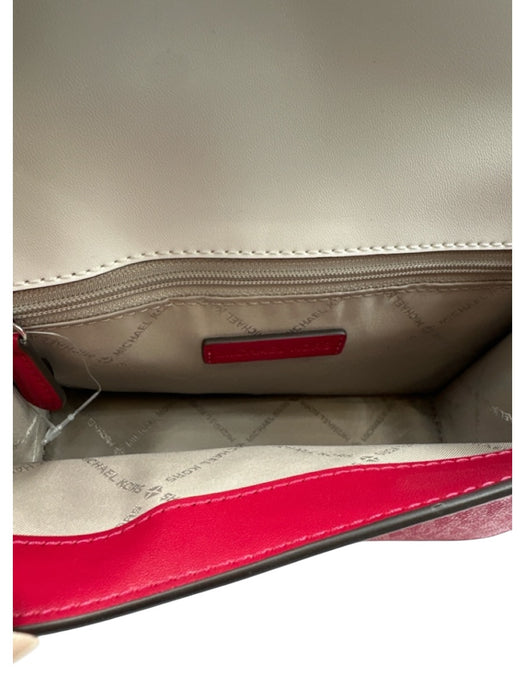 Michael Kors Berry Pink & White Leather Monogram SHW Chain Crossbody Bag Berry Pink & White / S