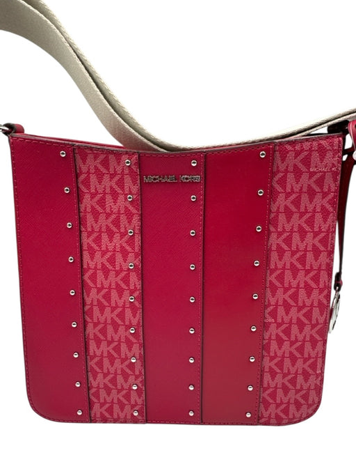 Michael Kors Berry Pink Leather Paneled Monogram Crossbody Bag Berry Pink / S