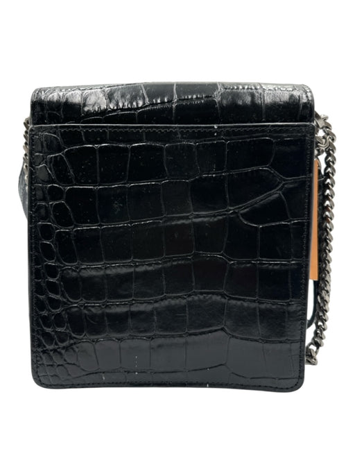 Karl Lagerfeld Black Leather Embossed Gunmetal Hardware Rectangular Bag Black / S