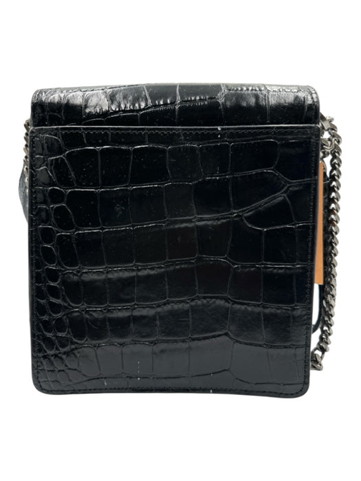 Karl Lagerfeld Black Leather Embossed Gunmetal Hardware Rectangular Bag Black / S