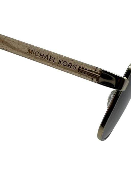 Michael Kors Black & Gold Acetate Metal Glitter Rectangular Sunglasses Black & Gold