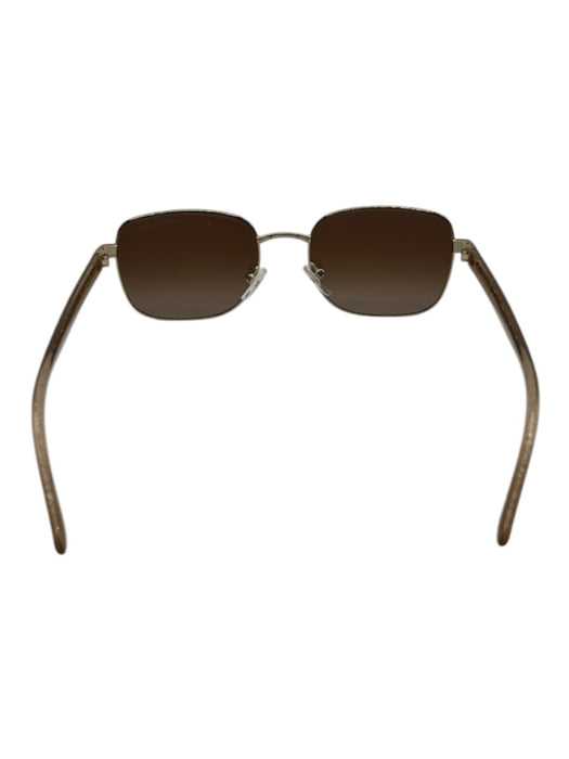 Michael Kors Black & Gold Acetate Metal Glitter Rectangular Sunglasses Black & Gold