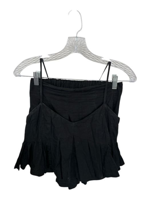Free People Size XS Black Pleats Mini Spaghetti Strap Tank Short Set Black / XS