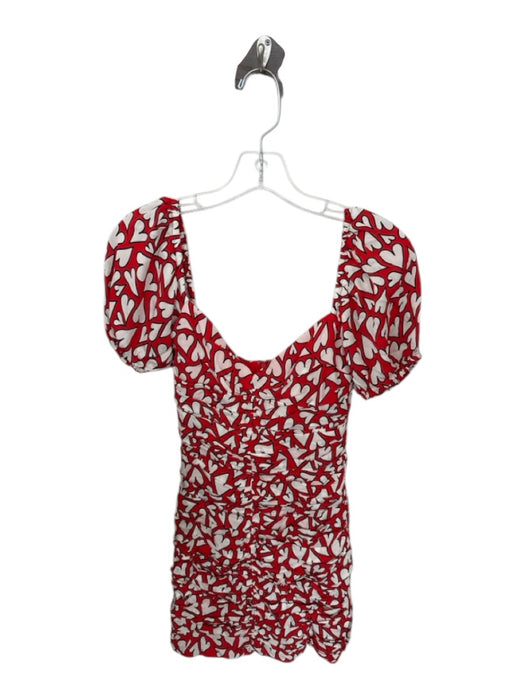 Rhode Size 2 Red & White Viscose Mini Hearts Scrunch Detail Back Zip Dress Red & White / 2