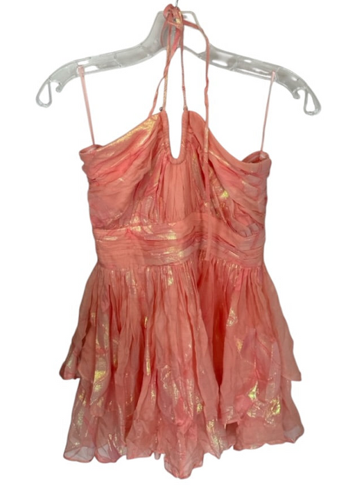 Ramy Brook Size Est S coral metalic Abstract Strapless Mini Dress coral / Est S