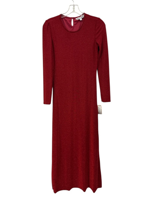 Walter Baker Size S Red Polyester Shimmer Long Sleeve Keyhole Back Midi Dress Red / S