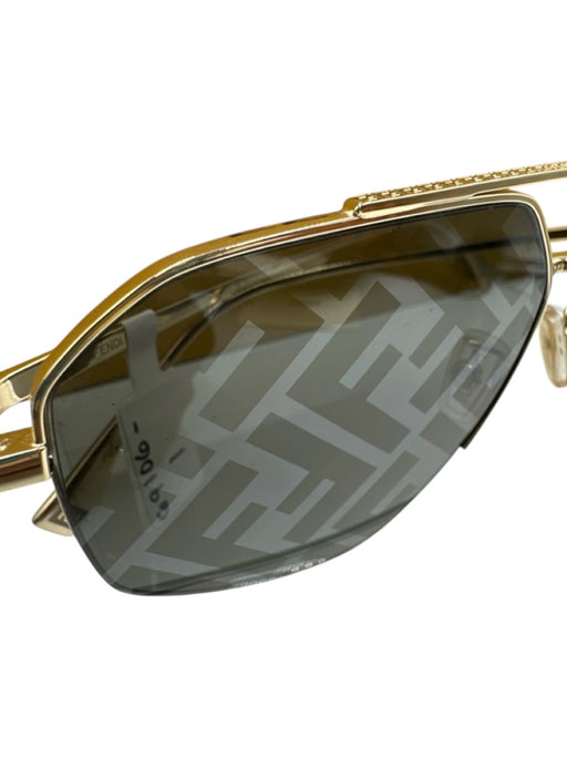 Fendi Gray & Gold Acetate Logo Monogram Aviator Sunglasses Gray & Gold