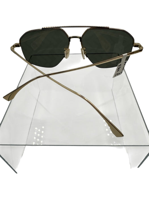 Fendi Gray & Gold Acetate Logo Monogram Aviator Sunglasses Gray & Gold