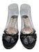 Jimmy Choo Shoe Size 37 Black Leather Embossed Bow Open Toe Kitten Heel Mules Black / 37