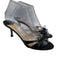 Jimmy Choo Shoe Size 37 Black Leather Embossed Bow Open Toe Kitten Heel Mules Black / 37