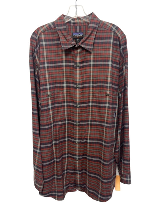 Patagonia Size XL Red & Blue Cotton Plaid Flannel Button up Long Sleeve Shirt Red & Blue / XL