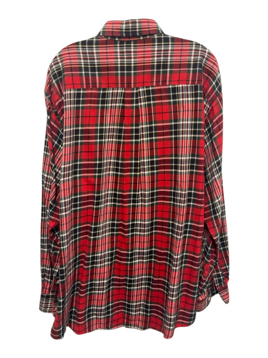 Burberry Size XL Red & Green Cotton Plaid Button Up Men's Long Sleeve Shirt Red & Green / XL