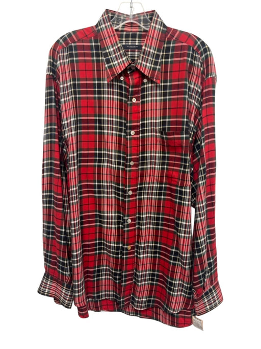 Burberry Size XL Red & Green Cotton Plaid Button Up Men's Long Sleeve Shirt Red & Green / XL