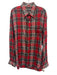 Burberry Size XL Red & Green Cotton Plaid Button Up Men's Long Sleeve Shirt Red & Green / XL