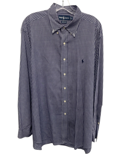 Ralph Lauren Size 17 Purple & White Cotton Grid Button Up Long Sleeve Shirt Purple & White / 17