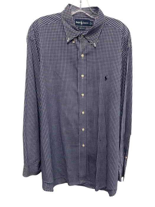 Ralph Lauren Size 17 Purple & White Cotton Grid Button Up Long Sleeve Shirt Purple & White / 17