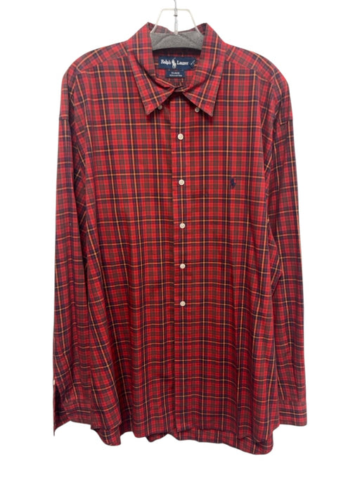 Ralph Lauren Size XL Red & Blue Cotton Plaid Button Up Men's Long Sleeve Shirt Red & Blue / XL