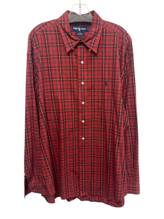 Ralph Lauren Size XL Red & Blue Cotton Plaid Button Up Men's Long Sleeve Shirt Red & Blue / XL