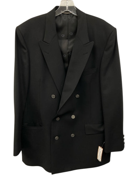Dior Vintage Black Wool Solid Double Breasted Men's Blazer Black / Est 42