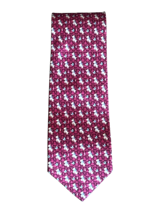 Ferragamo NWT Purple & Multi Silk All Over Print Men's Tie Purple & Multi