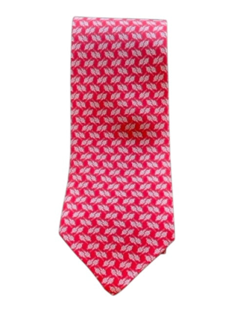 Ferragamo NWT Red & White Silk All Over Print Men's Tie Red & White