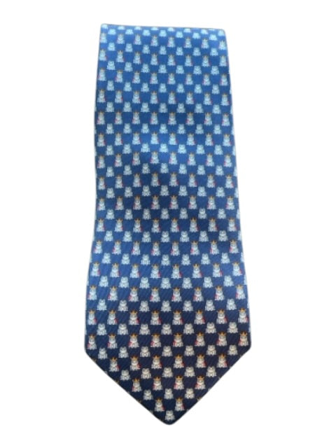 Ferragamo Blue & Multi Silk All Over Print Men's Tie Blue & Multi