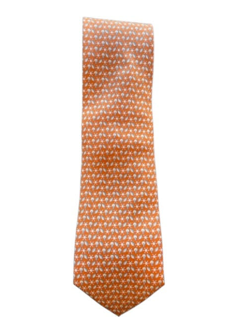 Ferragamo Orange & Multi Silk All Over Print Men's Tie Orange & Multi