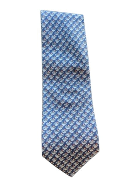 Ferragamo Blue & Multi Silk All Over Print Men's Tie Blue & Multi