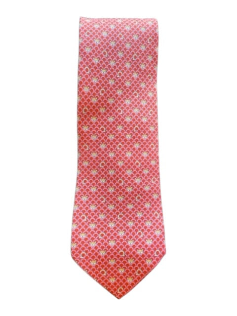 Ferragamo Pink & Multi Silk All Over Print Men's Tie Pink & Multi