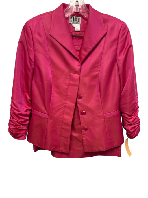 Zion Size 6/8 Hot pink Acetate & Viscose Taffeta Scrunch Knee Length Skirt Set Hot pink / 6/8