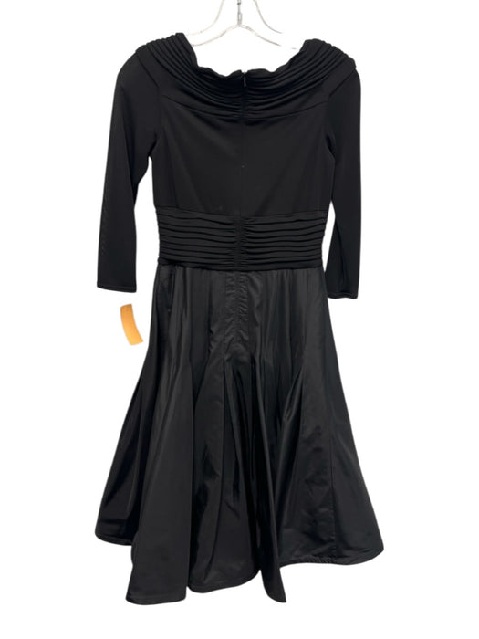 Tadashi Collection Size 4 Black Polyester & Nylon Silk Skirt V Neck Midi Dress Black / 4