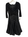 Tadashi Collection Size 4 Black Polyester & Nylon Silk Skirt V Neck Midi Dress Black / 4