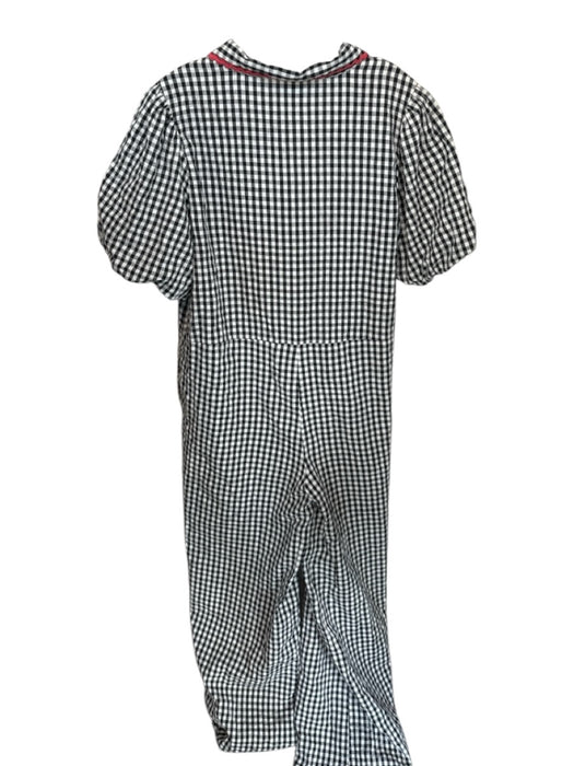 Neon Rose Size L Black & White Cotton Pink Rosettes Button Up Jumpsuit Black & White / L