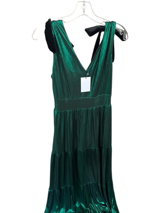 Sugarlips Size M Green Polyester Metallic Bow Detail V Neck Maxi Gown Green / M