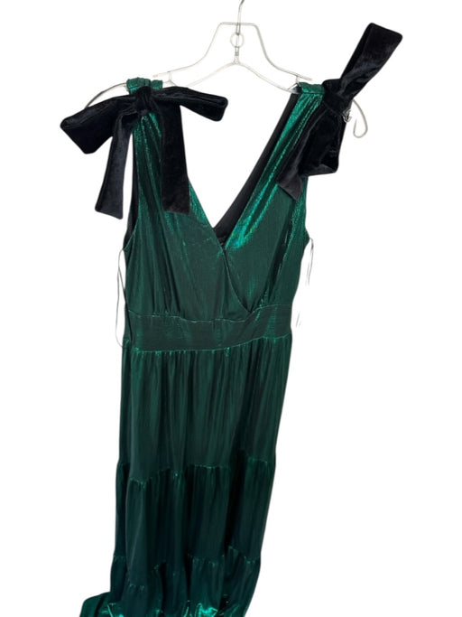 Sugarlips Size M Green Polyester Metallic Bow Detail V Neck Maxi Gown Green / M