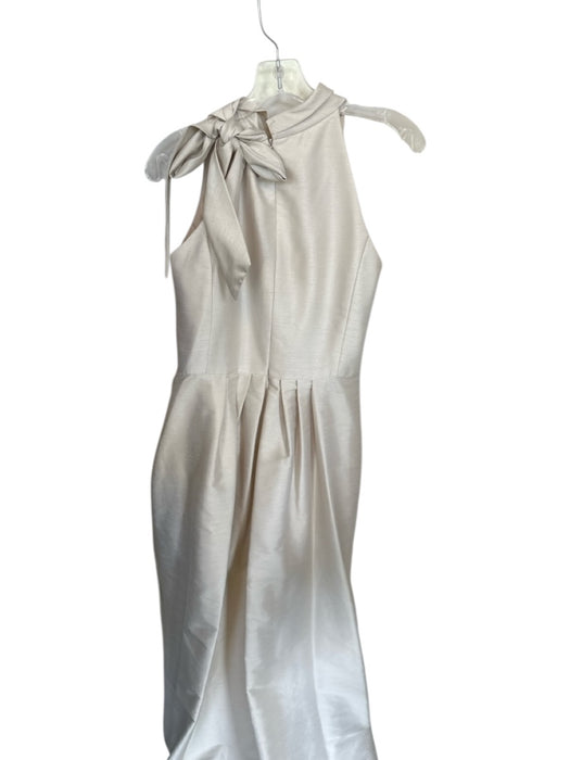 Alfred Sung Size 16 Ivory Polyester Maxi High Neck Tie Neck Tiered Gown Ivory / 16