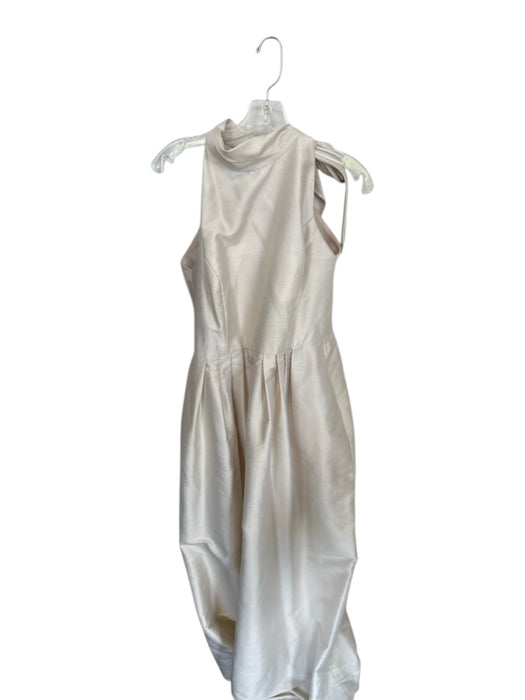 Alfred Sung Size 16 Ivory Polyester Maxi High Neck Tie Neck Tiered Gown Ivory / 16