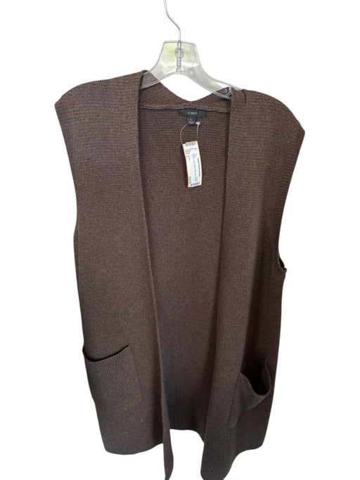 J Crew Size L Brown Cotton Blend Knit Long Vest Brown / L