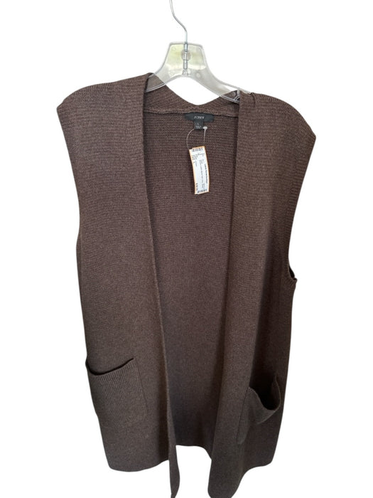 J Crew Size L Brown Cotton Blend Knit Long Vest Brown / L
