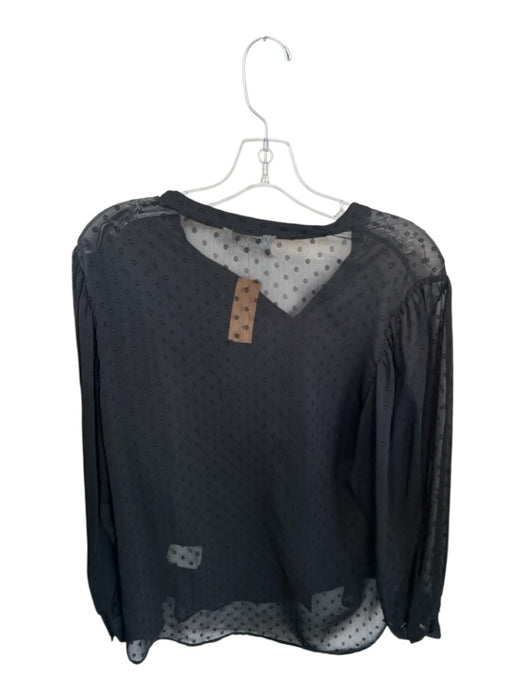Boden Size 12 Black Polyester Button Up Polka Dot Long Sleeve Sheer Top Black / 12