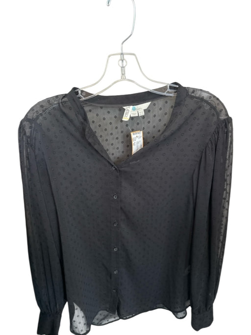 Boden Size 12 Black Polyester Button Up Polka Dot Long Sleeve Sheer Top Black / 12