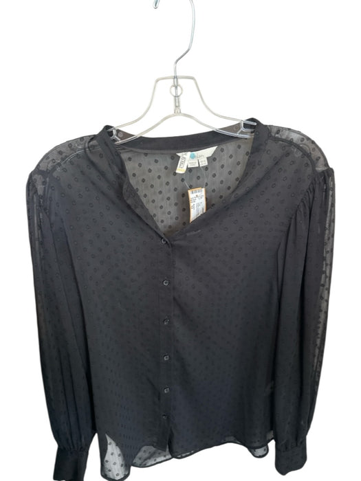 Boden Size 12 Black Polyester Button Up Polka Dot Long Sleeve Sheer Top Black / 12