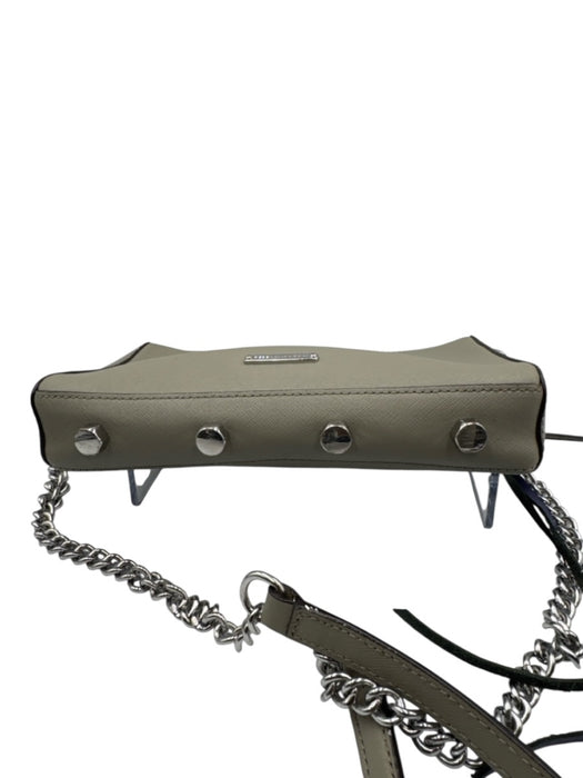 Rebecca Minkoff Taupe Gray Saffiano Leather Zip Close Chain Strap Crossbody Bag Taupe Gray
