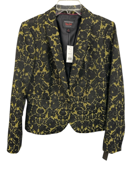 Banana Republic Size 14 Black & Yellow Polyester, Acetate, & Cotton Jacket Black & Yellow / 14