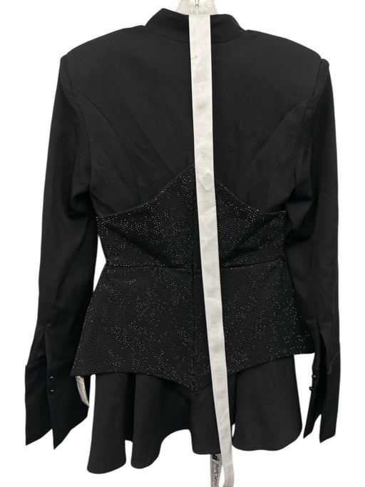 Bella Barnett Size M Black Polyester Embellished Shoulder Pads Mini Dress Black / M